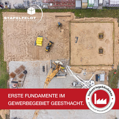 Erste Fundamente im Gewerbegebiet Geesthacht. | Stapelfeldt Bauunternehmung Geesthacht